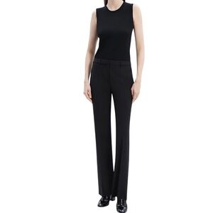 Theory Elite Rina Pant Trouser Black Wool Straight Leg Dress Pants Womens Sz 2